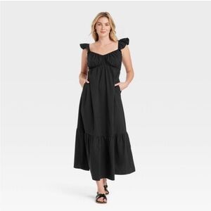 Flutter Cap Sleeve Maxi A-Line Dress